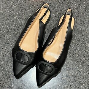 a new day Black Slingback Flats with Buckle